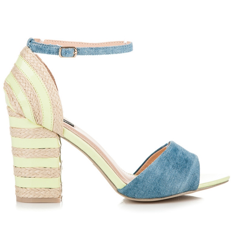 Vices Espadrillos i denim med hög klack grön