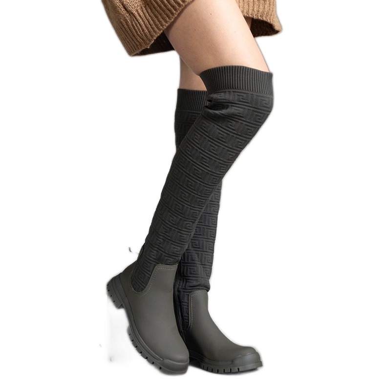 Gröna tygstövlar med en matt finish Scarlett