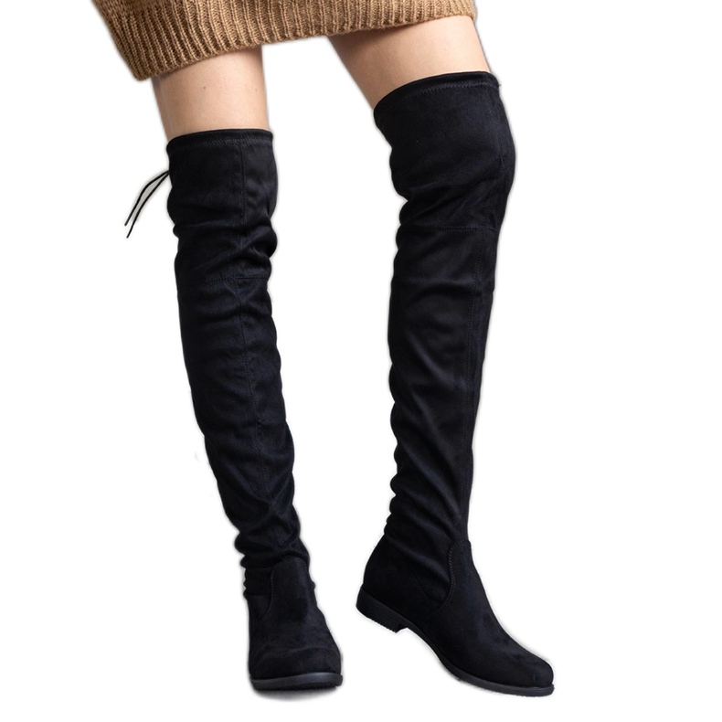 Svarta långa platåkängor av Hallora eko-mocka