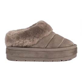 Beige låga slip-on snöstövlar för kvinnor med päls