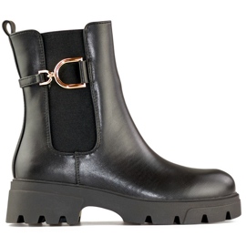 Svarta arbetarkängor för kvinnor med tjock sula, svarta stövlar med dragkedja