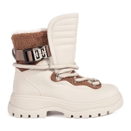 Seastar Beige snöstövlar för kvinnor med päls på en tjock sula