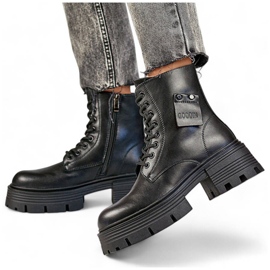 Kvinnors läderarbetare på plattformen, svart GD-TL56B