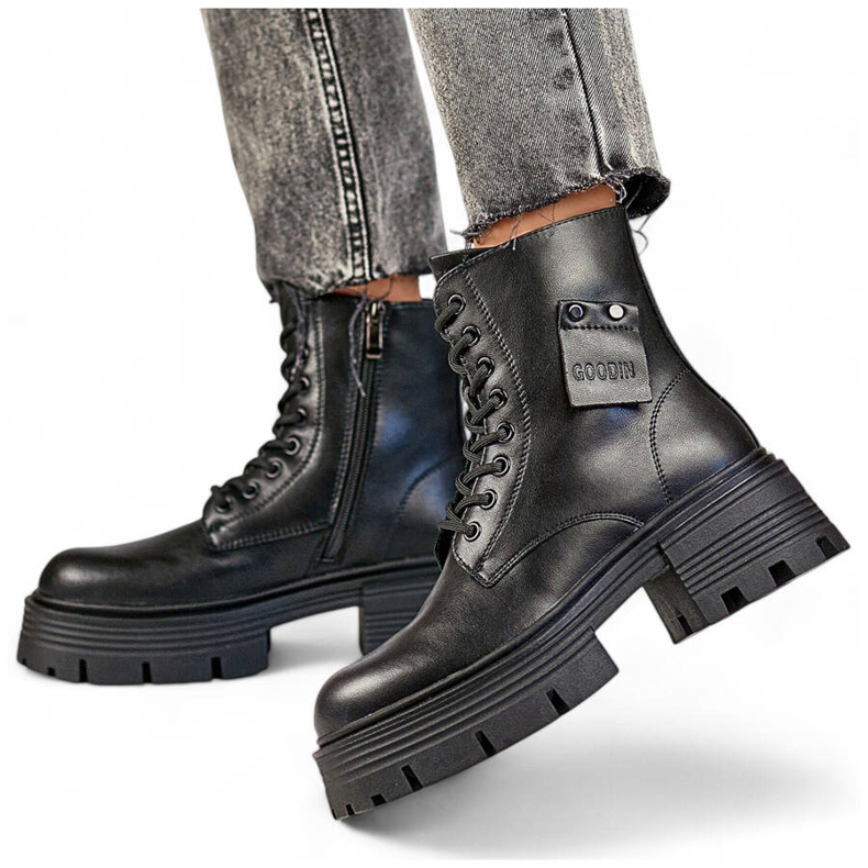 Kvinnors läderarbetare på plattformen, svart GD-TL56B