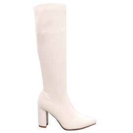 Elisha Beige elastiska högklackade stövlar