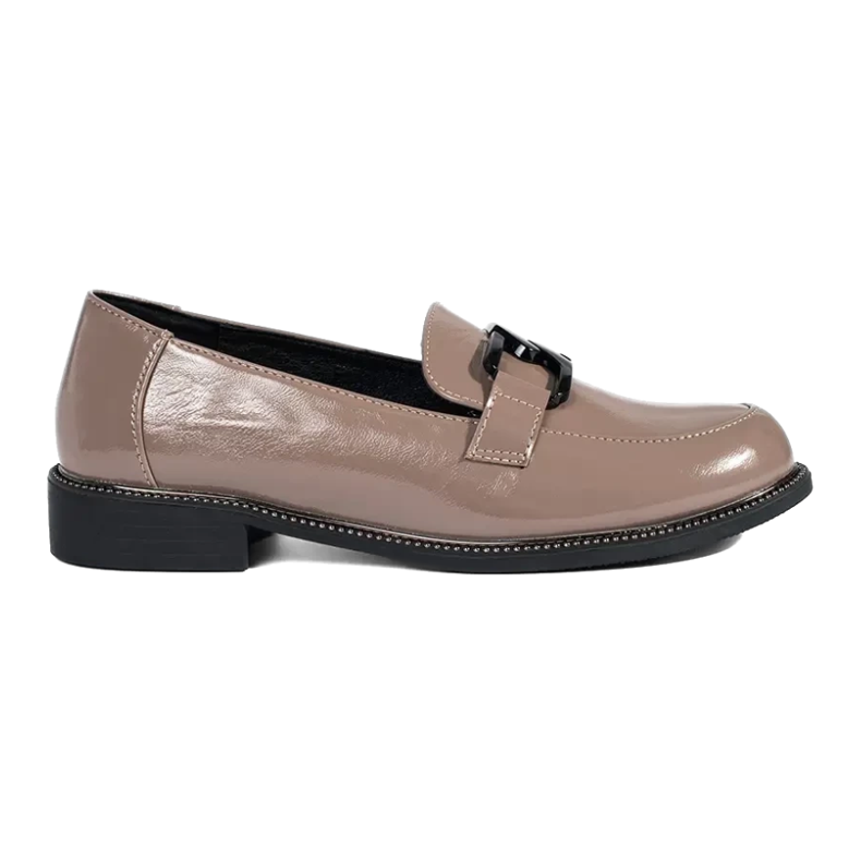 Goodin Mörkbeige loafers med läderinlägg