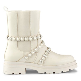 Chelsea-stövlar för damer med pärlor, beige 58090-1BE