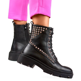 Rockstövlar för damer med nitar, svarta CH2320B