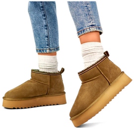 Skinnstövlar för kvinnor, bruna snöstövlar i mocka YU9001KH