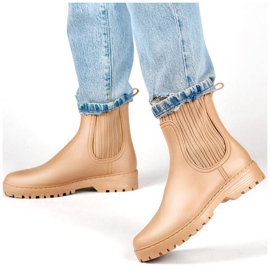 Chelsea-stövlar för dam med elastisk ovandel och strumpa, beige S27BE