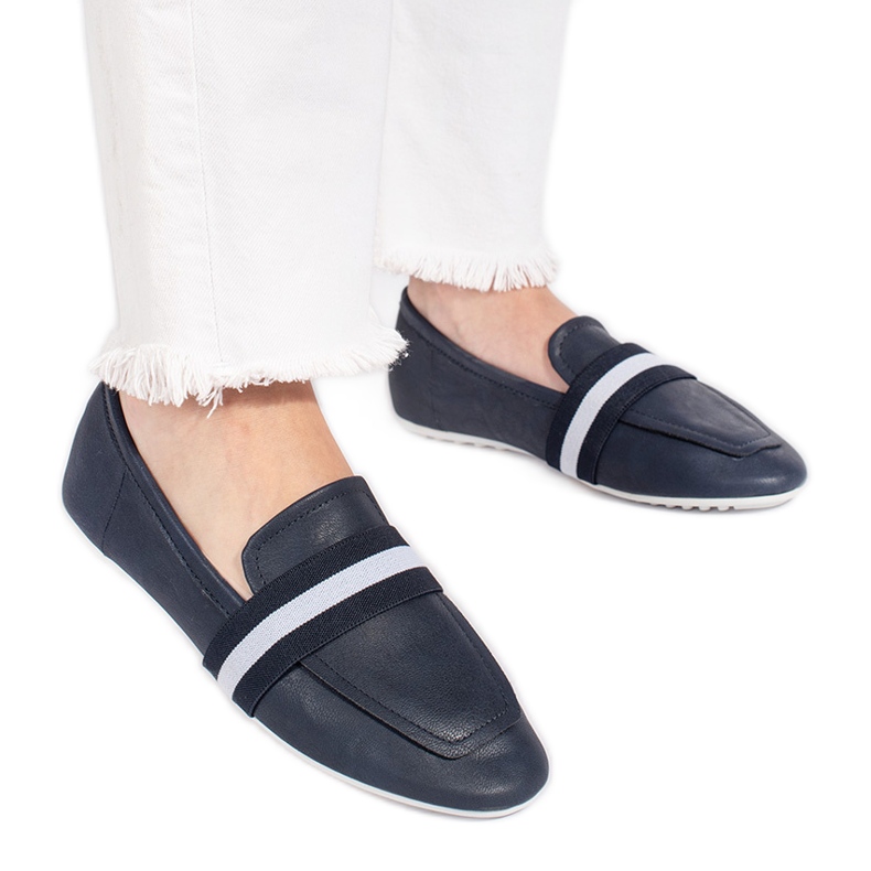 Marinblå eleganta slip-on balettlägenheter