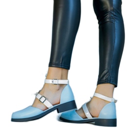 Blå balettlägenheter med Josiane-spänne