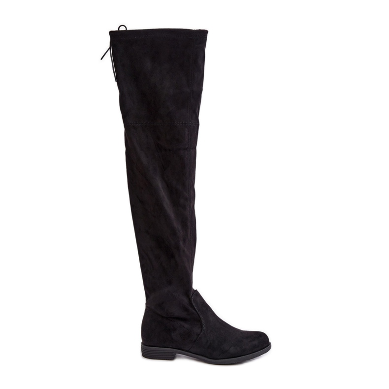 Over-the-knee plattklackade stövlar av eko-mocka, Black Linnithia svart