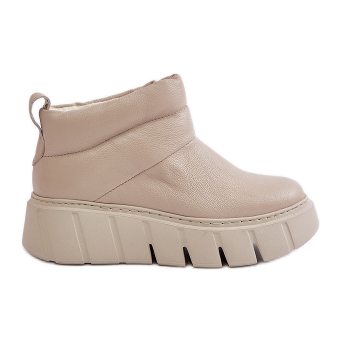 Zazoo 60470 Läderstövlar isolerade med ull på den ljusbeige plattformen