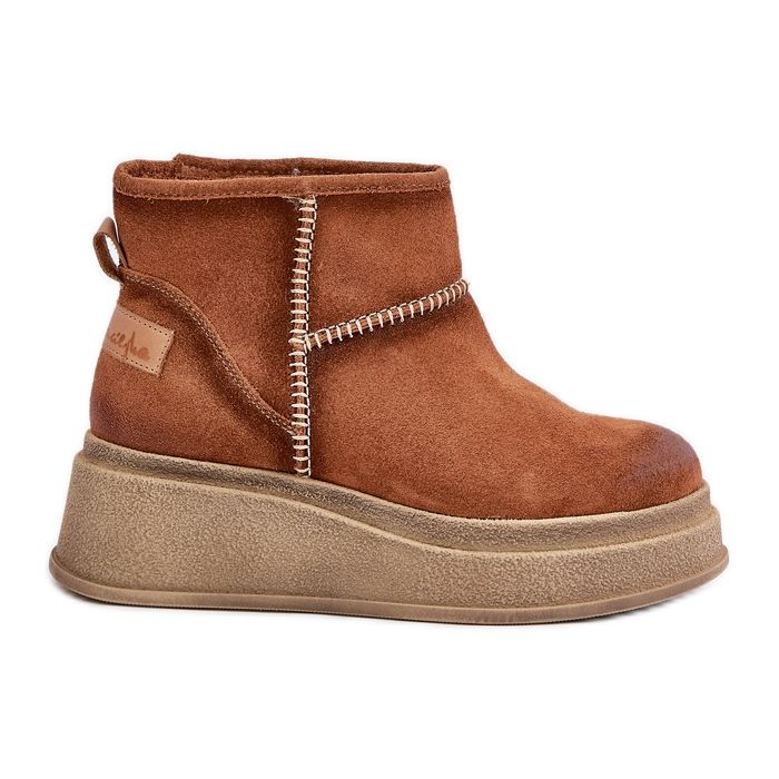 Snöskor i lädermocka på plattform och kilar Brun Maciejka 06769-29 Brun