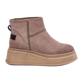 Snöskor i lädermocka på plattform och kil Maciejka 06769-02 Mörkbrun