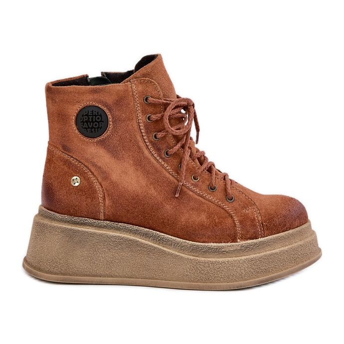 Stövlar i mocka på en massiv plattform Maciejka 06309-29 Brun