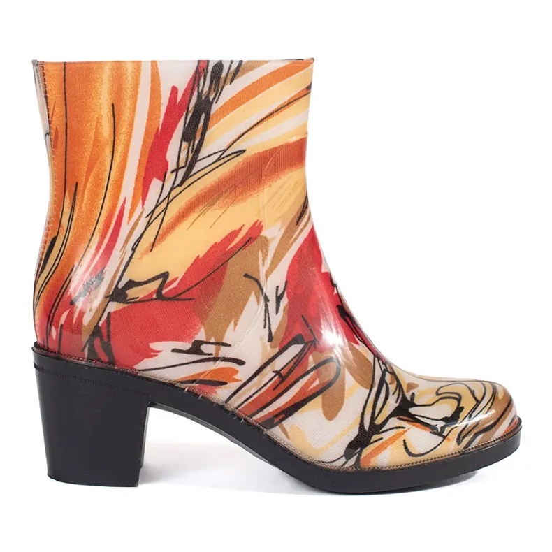 Flerfärgade gummistövlar med höga klackar mångfärgad