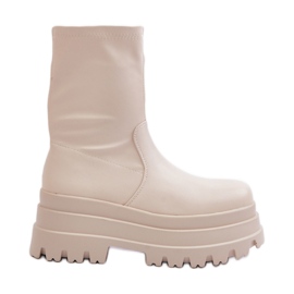 Ljusbeige Florinara ankelboots på en massiv plattform