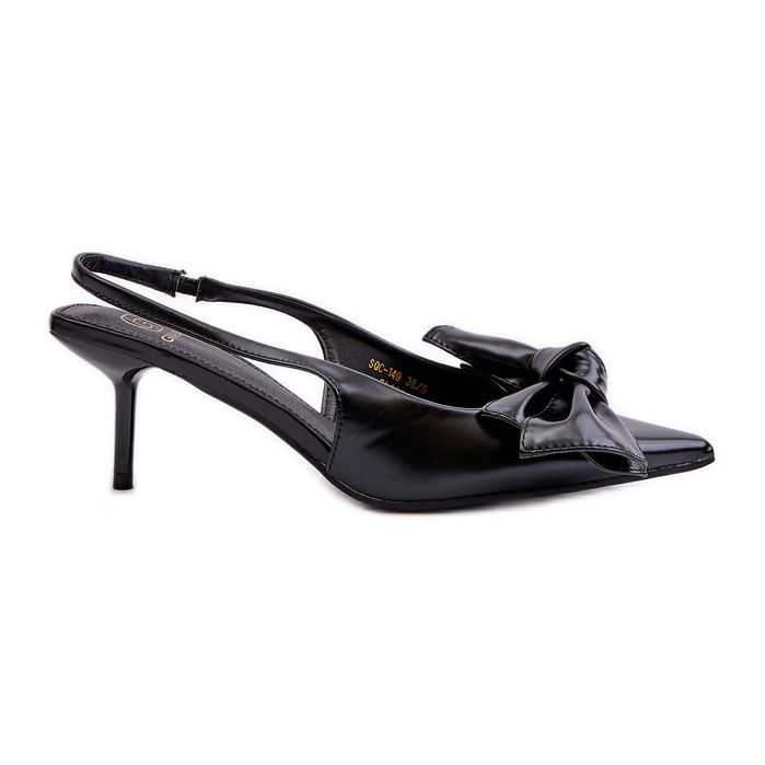 Eco Leather Black High Heels med rosett Emirenna svart