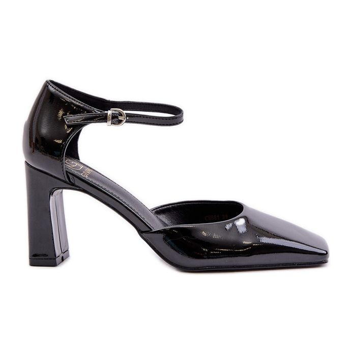 Pumps på hög klack av lack, svart Emindria