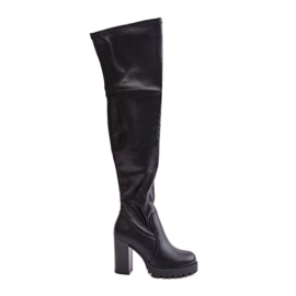 Over-the-knee boots med hög klack, Black Nelothiel svart