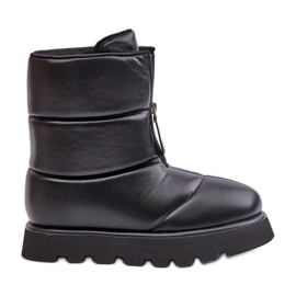 Eco Läder Black Platform Snow Boots Med Dragkedja Resisia svart