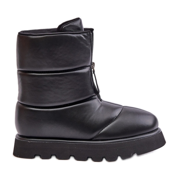 Eco Läder Black Platform Snow Boots Med Dragkedja Resisia svart