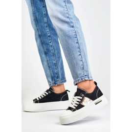 Låga sneakers med tjock sula, svart LY100B