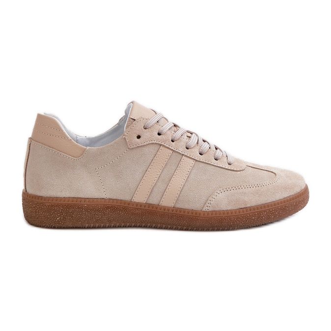 Zazoo N1068 Låga Sneakers i mocka för kvinnor, Beige