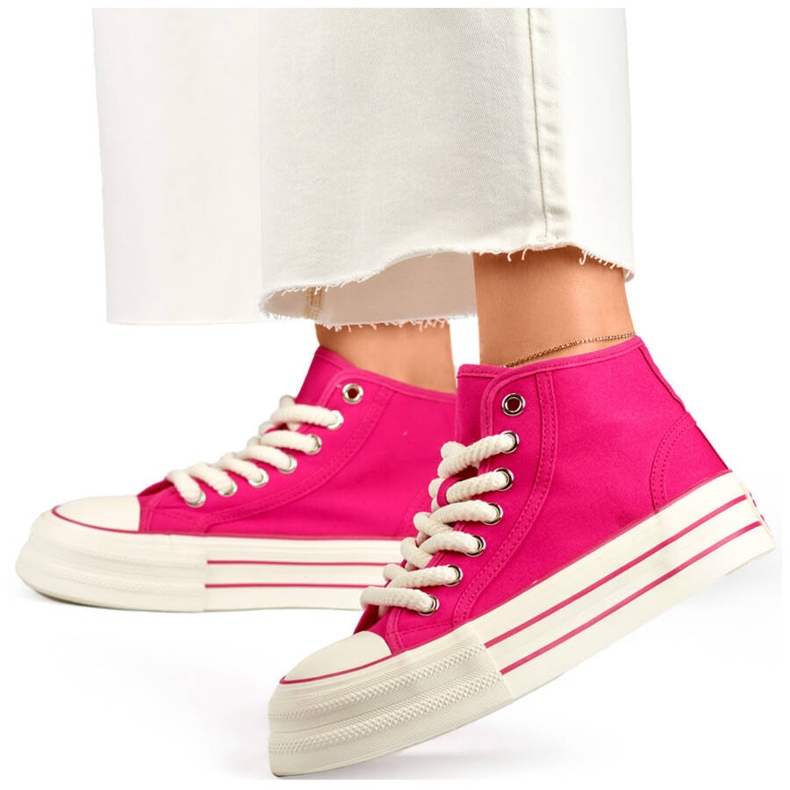 High-top textilsneakers för dam fuchsia BL507FU rosa