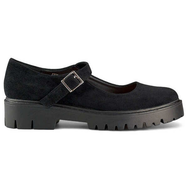 Damskor i mocka med spänne, svart 2720-1B