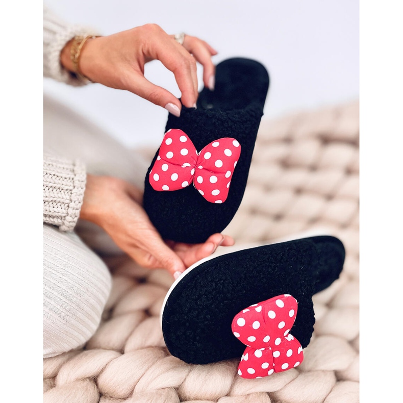 Barntofflor med rosett Child Black svart