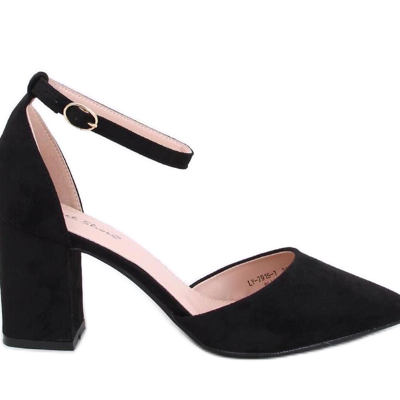 Svarta högklackade pumps med ankelknäppning