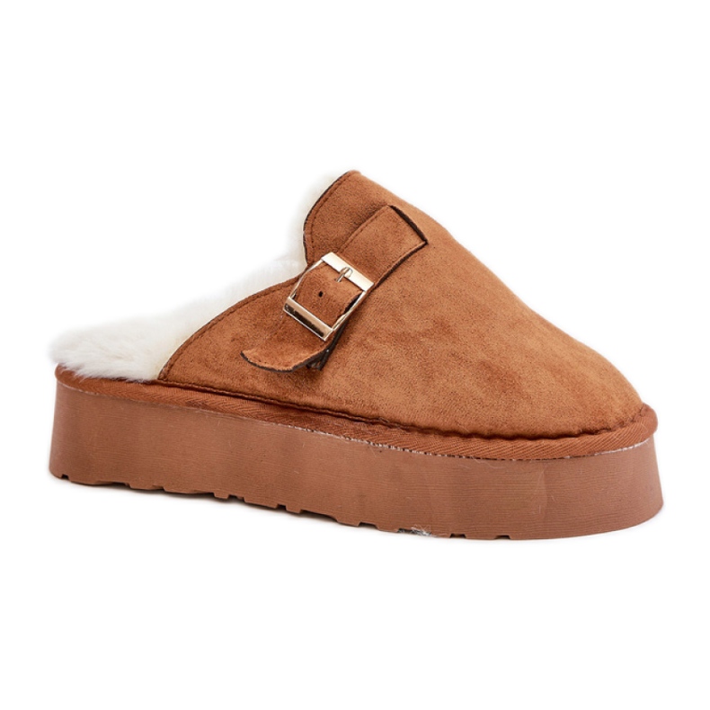 Damtofflor isolerade med päls FA-185 kamel brun