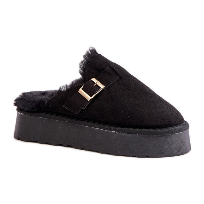 Damtofflor isolerade med päls FA-185, svarta