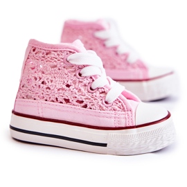 Girl 'OpenWork High Pink Sneakers rosa