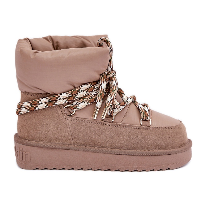 Snöskor i mocka dam med tjock snörning D.Franklin DFSH375003 beige