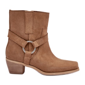 Naturlig mocka högklackat stövlar Zazoo 3444/2 Beige