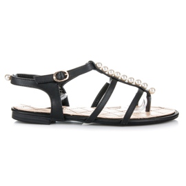 Vices Snygga sandaler med pärlor svart