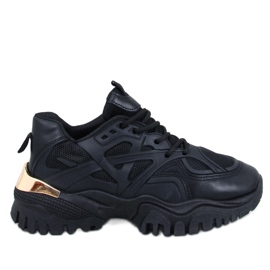 Svarta sportskor för kvinnor med tjock sula