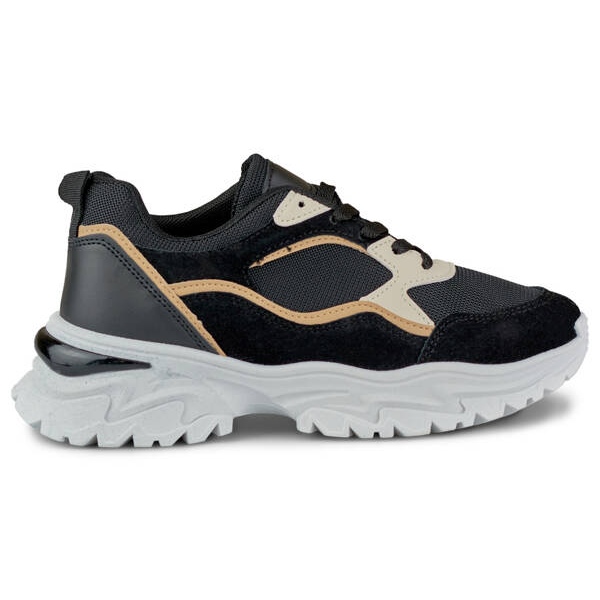 Damsneakers med tjock sula, svart 9062-B