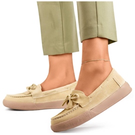 Skinnmockasiner för kvinnor med rosett, beige Goodin GD-SW4005BE