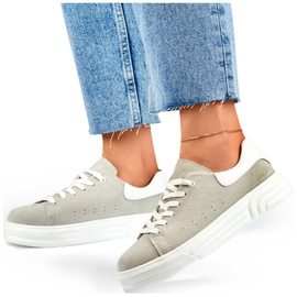 Sportskor i läder för dam, grå GD-XF-113G