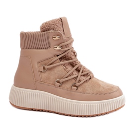 Isolerade snöstövlar för kvinnor MD9944-7 beige brun