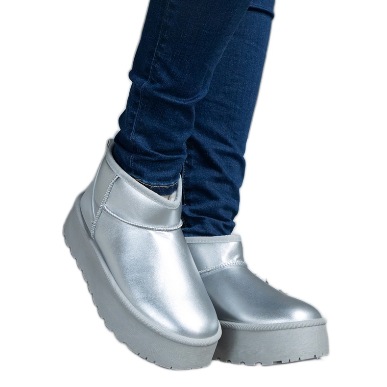 Silver låga snökängor på plattformen silver-