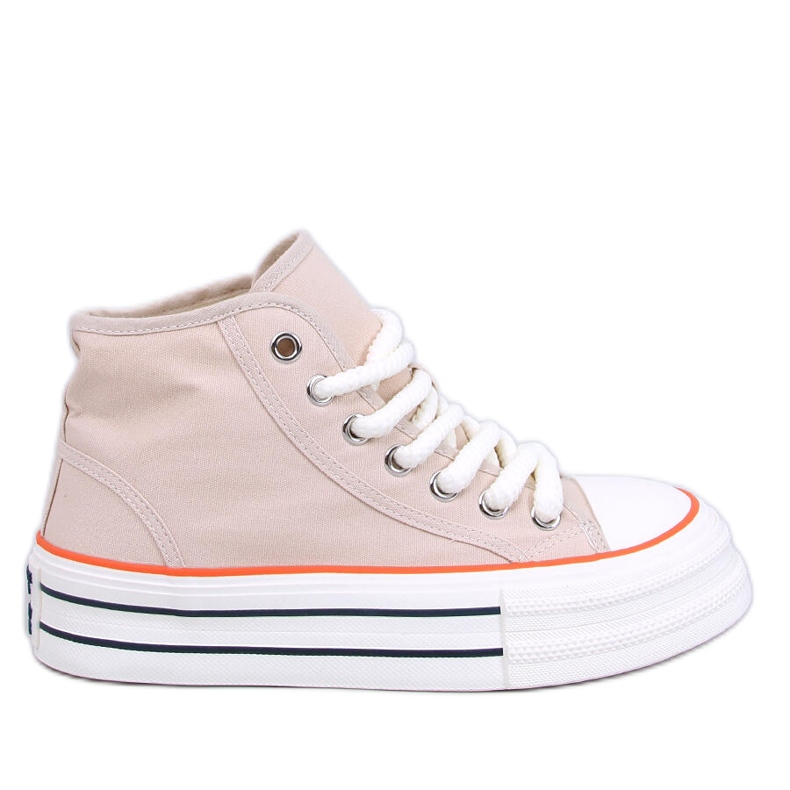 Damsneakers på den beige plattformen