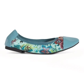 Goodin Balettlägenheter med blommönster och patenterad tå blå