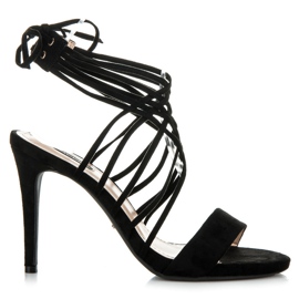 Vices Högklackat mocka med bindning svart