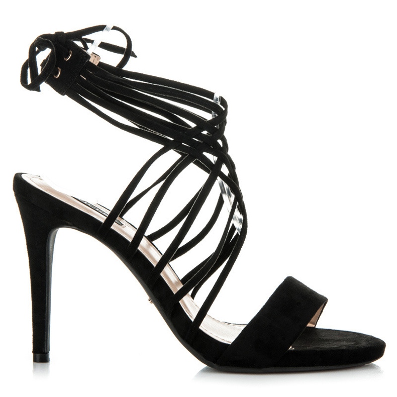 Vices Högklackat mocka med bindning svart